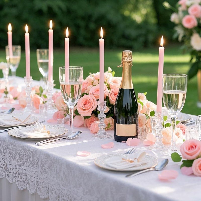 Sihuida 12 Pack 10 inch Pale Pink Taper Candles, Unscented Dripless Smokeless Candlestick Bulk for Home Dinner Wedding Romantic, 7-8 Hours Burn - Image 4